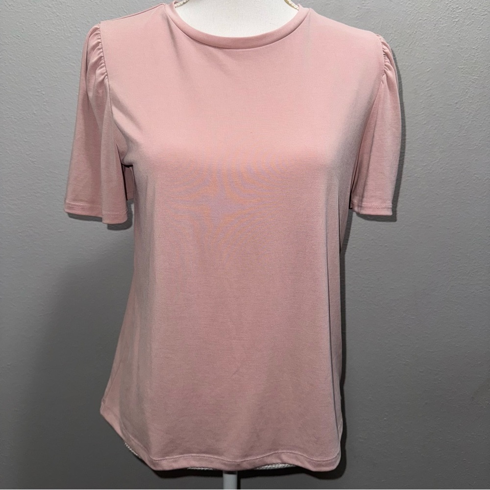 *3 for $15* A New Day Women’s Small Top Shirt Blouse Pink Pleated Short Sleeve
